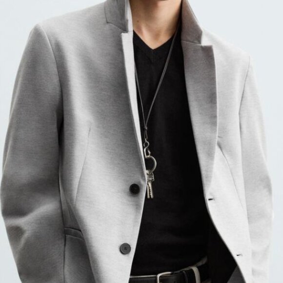 HIP ZARA MEN'S GREY BLAZER, L, STYLISH CLASSIC SLIM FIT STRETCH COMFY - Picture 7 of 7